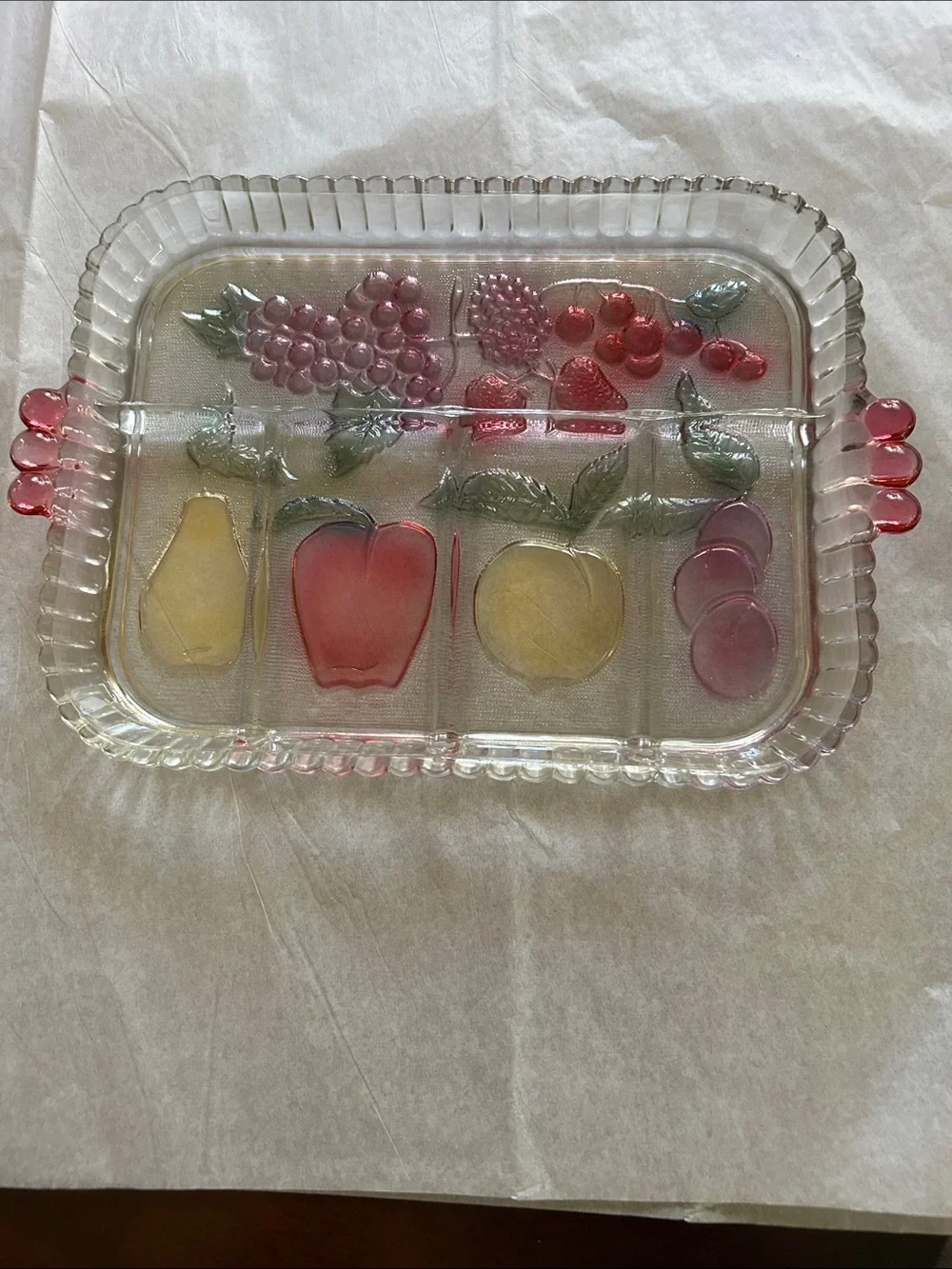 Vintage Rainbow Mist 5-Part Divided Relish Dish by Indiana Glass NIB Item 2939
